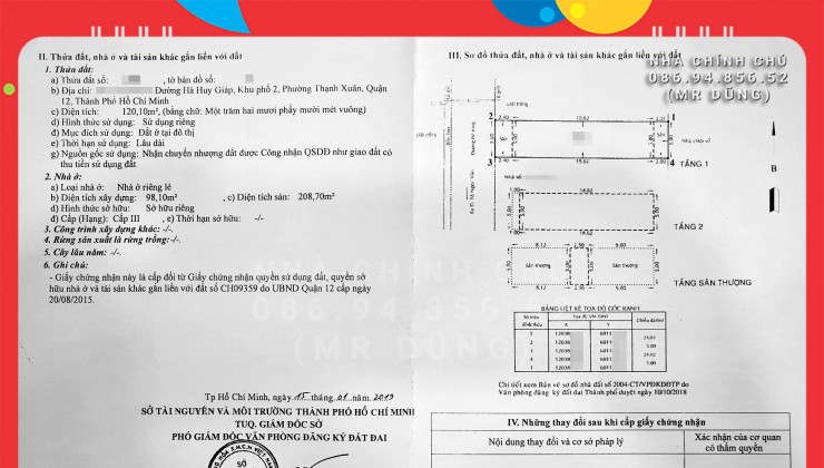 [Q12]. Bán nhà chính chủ gần UBND P.Thạnh Xuân, 5M x 24M, 3T, xe hơi 7C ngủ trong nhà.